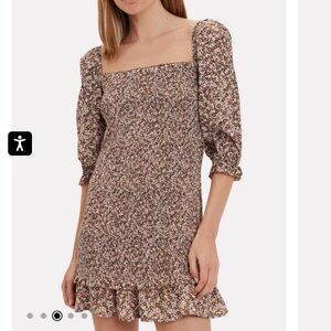 NWT FAITHFULL THE BRAND Es Saada Floral Smocked Mini Dress Size Medium